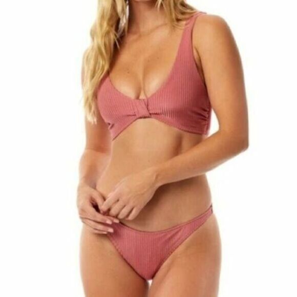 Tori Praver Kaye Rose Ribbed Scoop Neck Bikini Top Size XS $99 - Picture 7 of 9